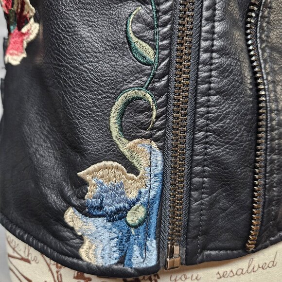 Faux Leather Jacket With Embroidery - Picture 4 of 16